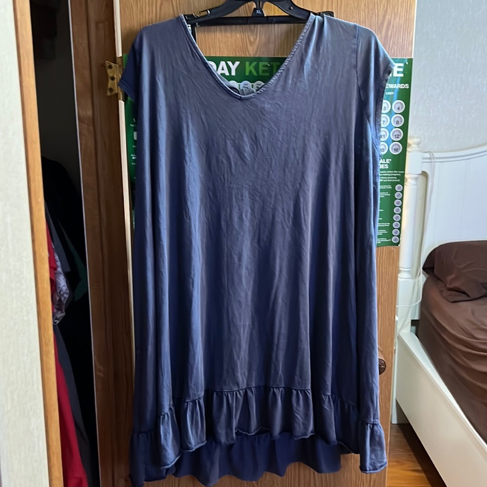 Ruffle hem high low dress with tie back size 3X